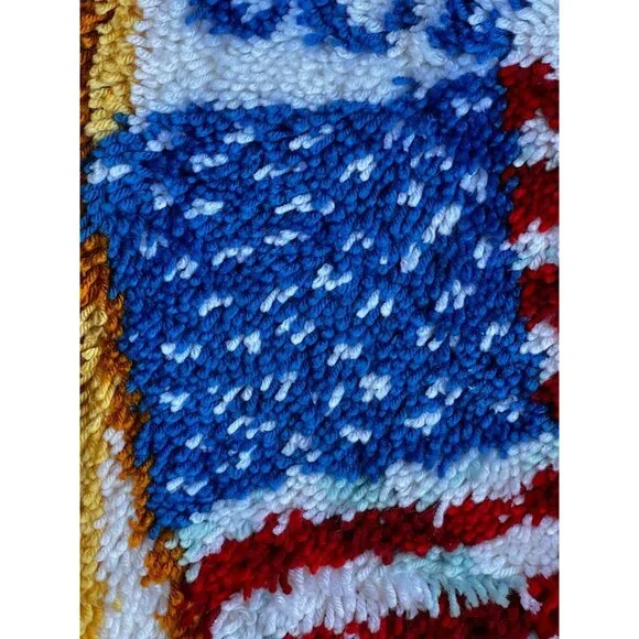 Handmade God Bless America Latch Hook Rug Wall Hanging Mat 27.5 X21Patriotic - Picture 4 of 9